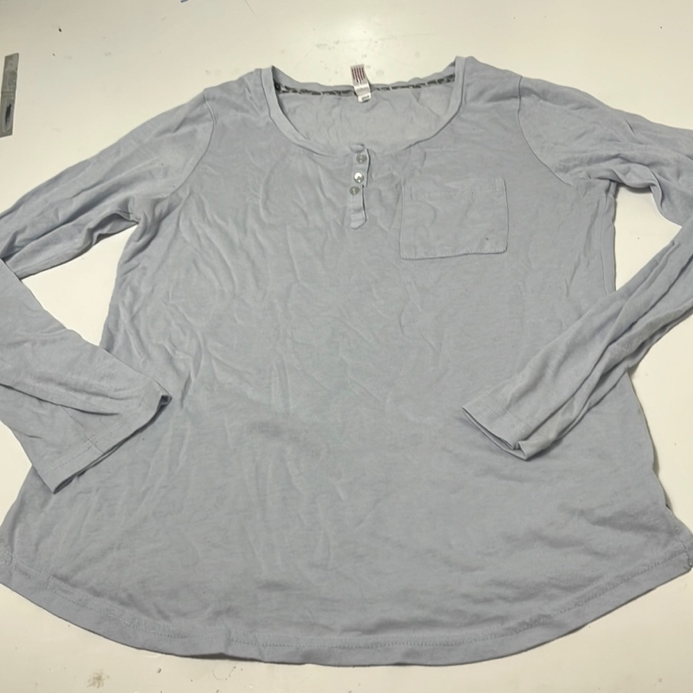 Gilligan & O Malley Small Blue Long Sleeve T Shirt